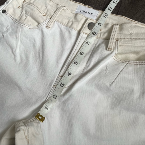 Frame Le High Straight Blanc Multi Ivory Beige Denim Jeans (6) - Picture 6 of 12
